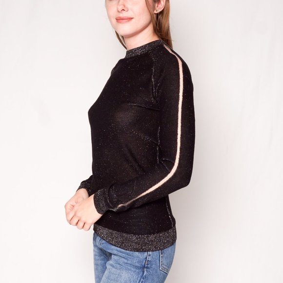 KARSSEN Black Knit Shimmer Long-Sleeve Top - Picture 5 of 6